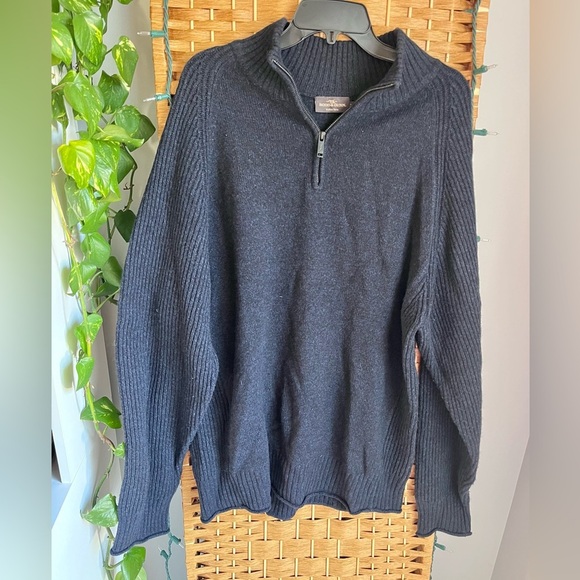 Rodd & Gunn 100% Extra Fine Lambswool Navy Blue Quarter Zip Pullover - Picture 2 of 9